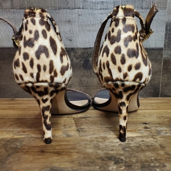 New Sam Edelman Patti Ankle Strap Sandal -Leopard-print Calf Hair Sandal - Picture 5 of 8